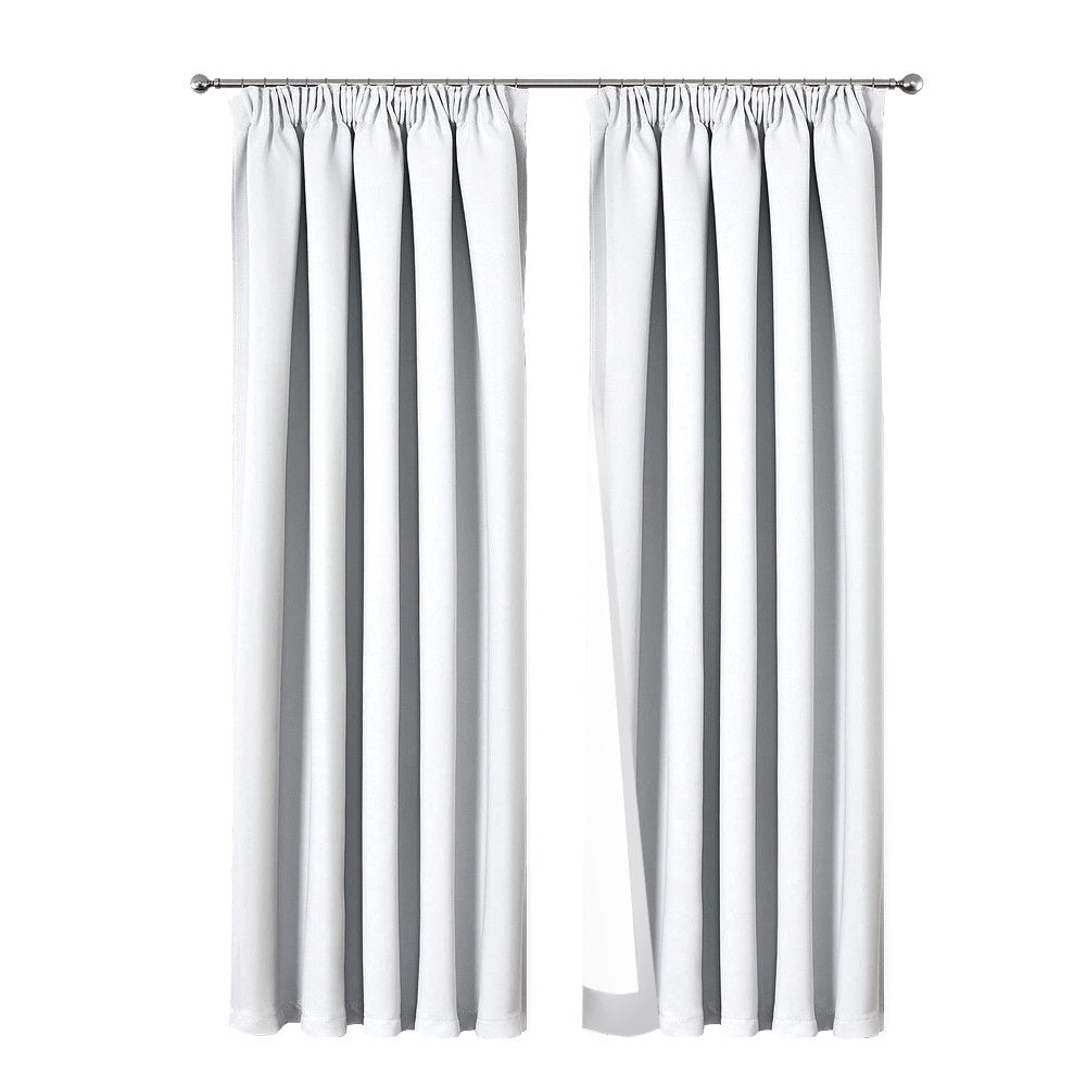 Art Queen 2 Pencil Pleat 240x213cm Blockout Curtains - White