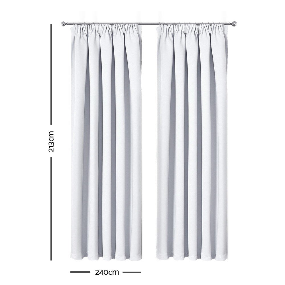 Art Queen 2 Pencil Pleat 240x213cm Blockout Curtains - White