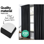 Art Queen 2 Pencil Pleat 140x230cm Blockout Curtains - Black