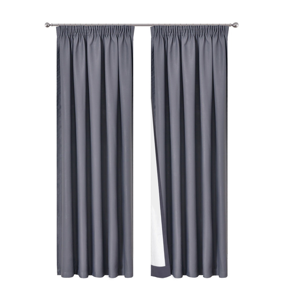 Art Queen 2 Pencil Pleat 140x230cm Blockout Curtains - Dark Grey