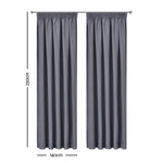 Art Queen 2 Pencil Pleat 140x230cm Blockout Curtains - Dark Grey