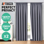 Art Queen 2 Pencil Pleat 140x230cm Blockout Curtains - Dark Grey