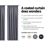 Art Queen 2 Pencil Pleat 140x230cm Blockout Curtains - Dark Grey