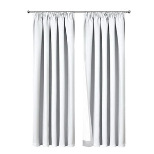 Art Queen 2 Pencil Pleat 140x230cm Blockout Curtains - White