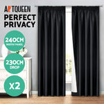 Art Queen 2 Pencil Pleat 240x230cm Blockout Curtains - Black