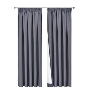 Art Queen 2 Pencil Pleat 240x230cm Blockout Curtains - Dark Grey