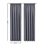 Art Queen 2 Pencil Pleat 240x230cm Blockout Curtains - Dark Grey