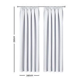 Art Queen 2 Pencil Pleat 240x230cm Blockout Curtains - White