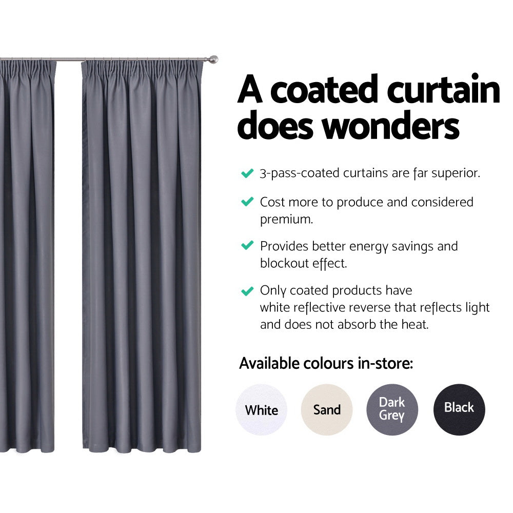 Art Queen 2 Pencil Pleat 300x230cm Blockout Curtains - Dark Grey