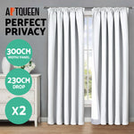 Art Queen 2 Pencil Pleat 300x230cm Blockout Curtains - White