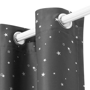 Art Queen 2 Star Blockout 140x180cm Blackout Curtains - Grey