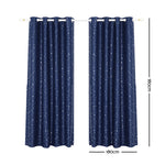 Art Queen 2 Star Blockout 180x180cm Blackout Curtains - Navy