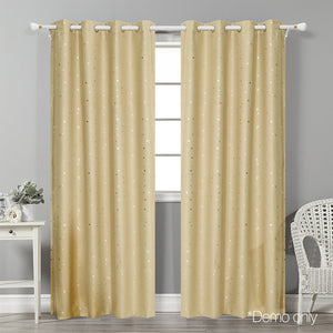 Art Queen 2 Star Blockout 140x213cm Blackout Curtains - Latte