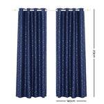 Art Queen 2 Star Blockout 140x213cm Blackout Curtains - Navy