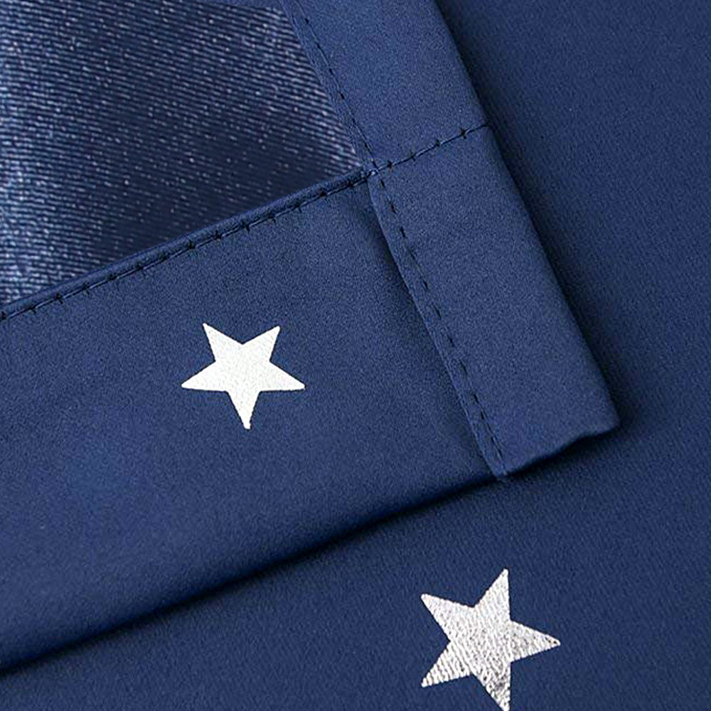 Art Queen 2 Star Blockout 140x213cm Blackout Curtains - Navy