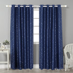 Art Queen 2 Star Blockout 140x213cm Blackout Curtains - Navy