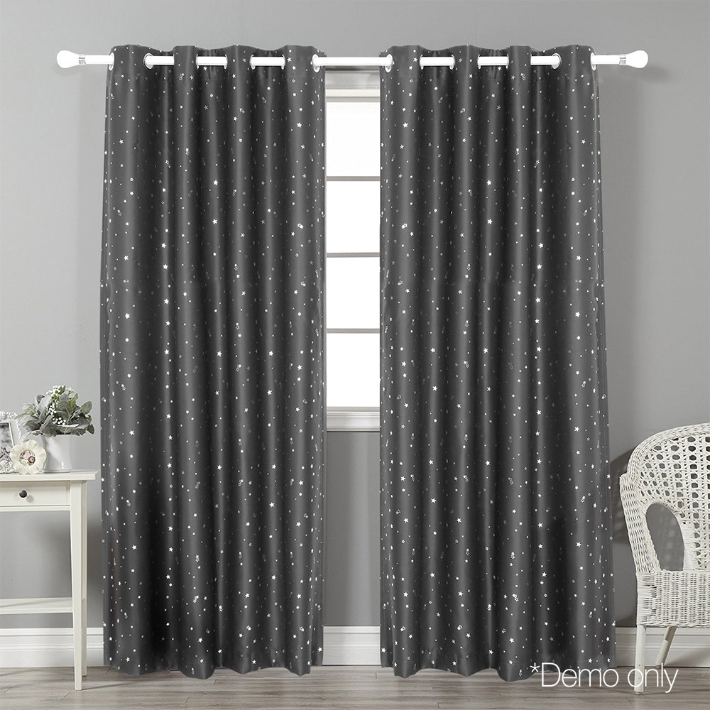 Art Queen 2 Star Blockout 180x213cm Blackout Curtains - Grey