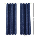 Art Queen 2 Star Blockout 180x213cm Blackout Curtains - Navy