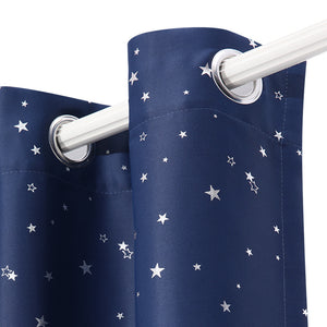 Art Queen 2 Star Blockout 180x213cm Blackout Curtains - Navy