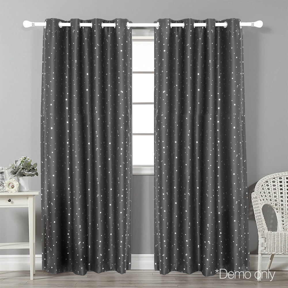 Art Queen 2 Star Blockout 240x213cm Blackout Curtains - Grey