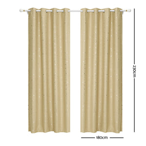 Art Queen 2 Star Blockout 180x230cm Blackout Curtains - Latte