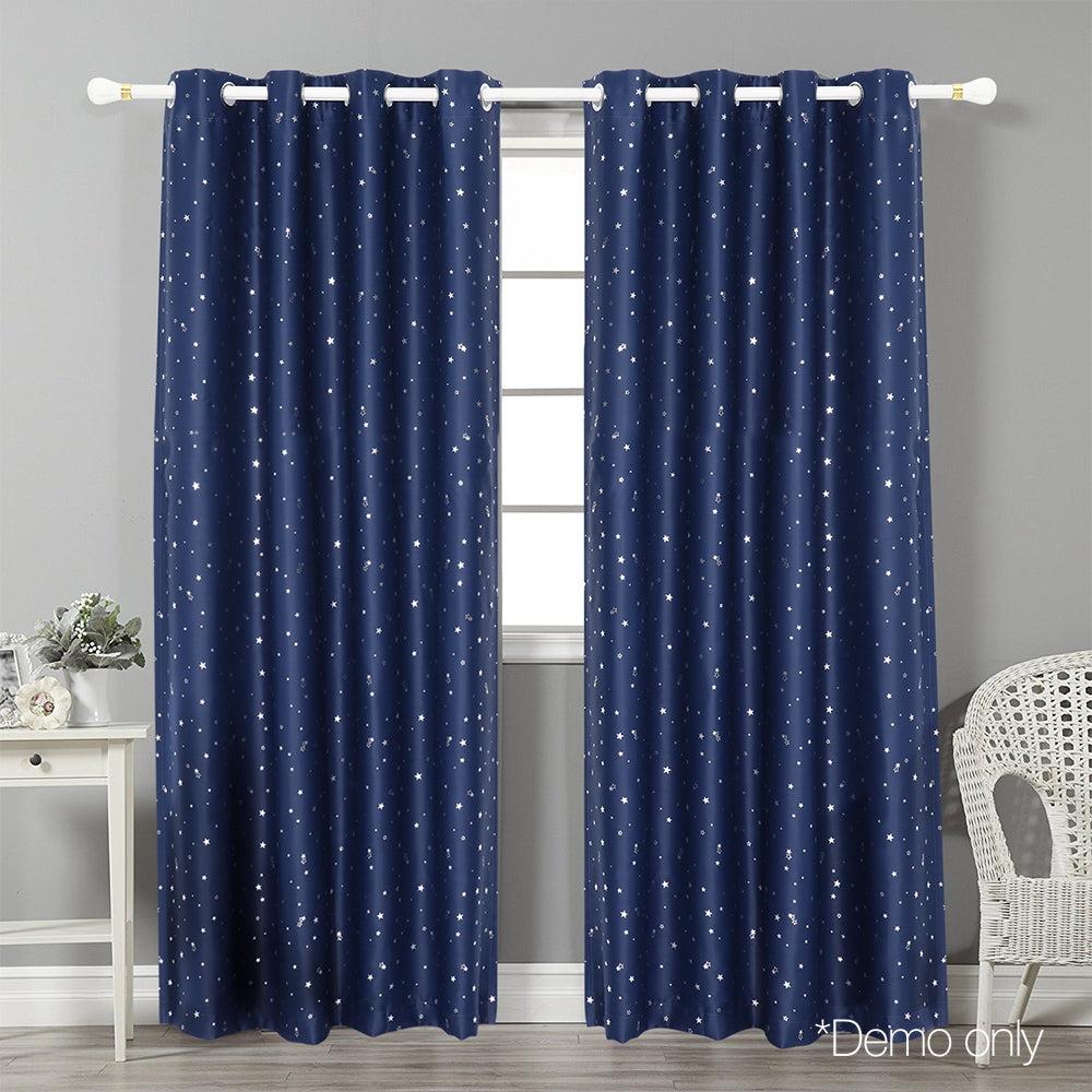 Art Queen 2 Star Blockout 240x230cm Blackout Curtains - Navy