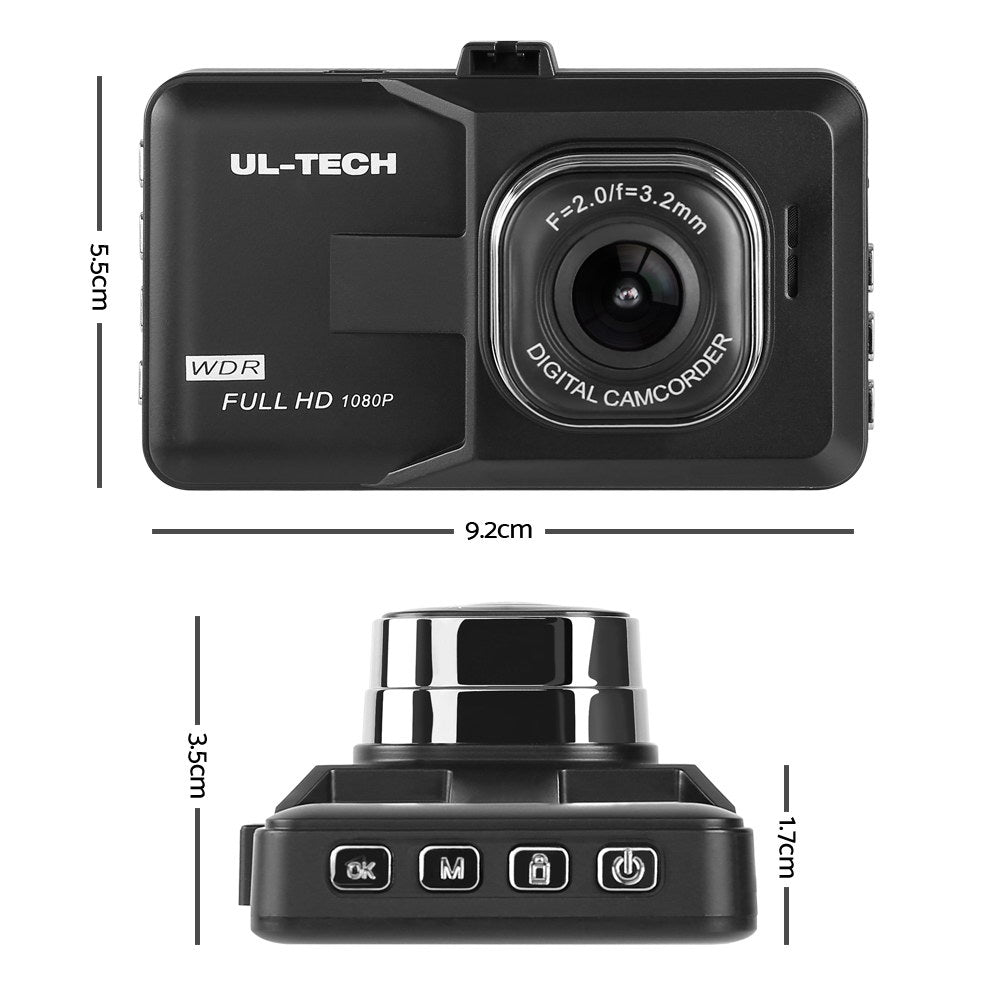 UL Tech 3 Inch Screen Dash Cam - Black