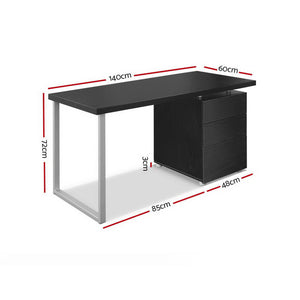 Artiss Metal Desk with 3 Drawers - Black