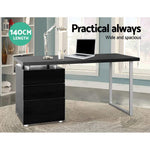 Artiss Metal Desk with 3 Drawers - Black