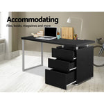 Artiss Metal Desk with 3 Drawers - Black