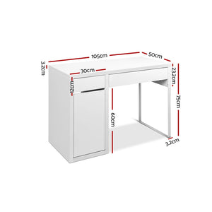 Artiss Metal Desk With Storage Cabinets - White