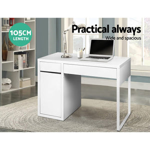 Artiss Metal Desk With Storage Cabinets - White