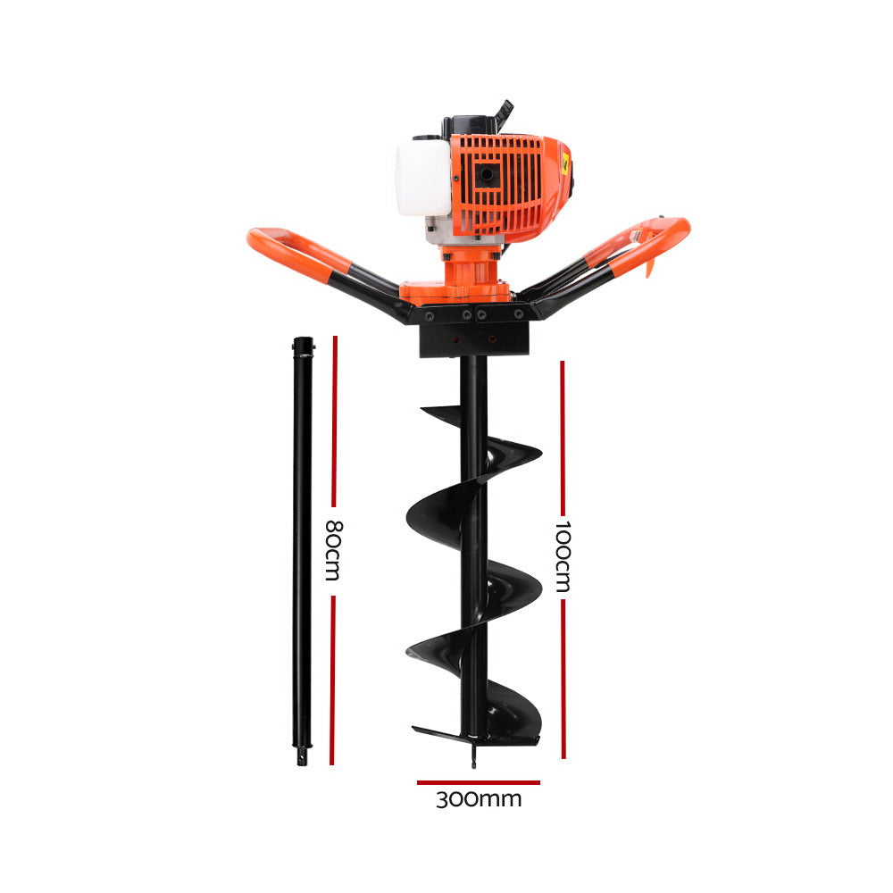 Giantz 75CC Petrol Post Hole Digger Drill Borer Fence Extension Auger Bits