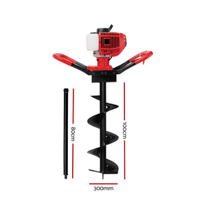 Giantz 80CC Petrol Post Hole Digger Drill Borer Fence Extension Auger Bits