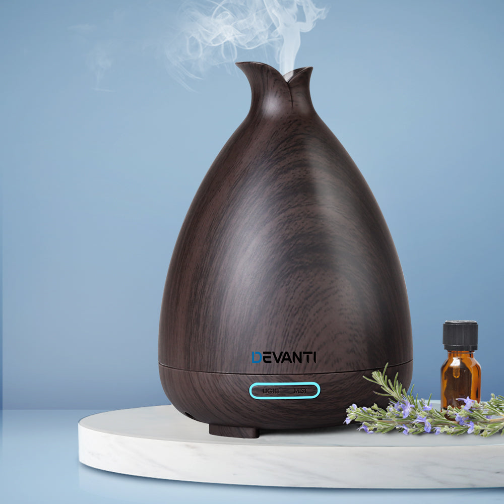 DEVANTI Aroma Diffuser Air Humidifier Dark Wood Grain 120ml