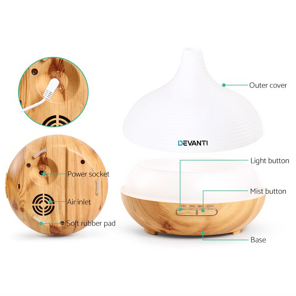 DEVANTi Aroma Diffuser Air Humidifier Night Light 300ml