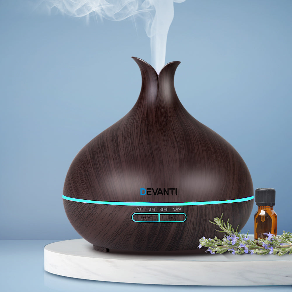 DEVANTI Aroma Diffuser Air Humidifier Dark Wood Grain 400ml