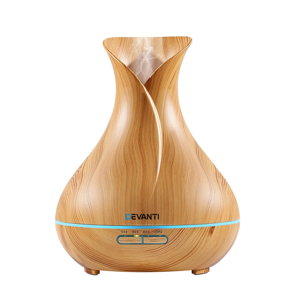 Devanti 400ml 4 in 1 Aroma Diffuser remote control - Light Wood