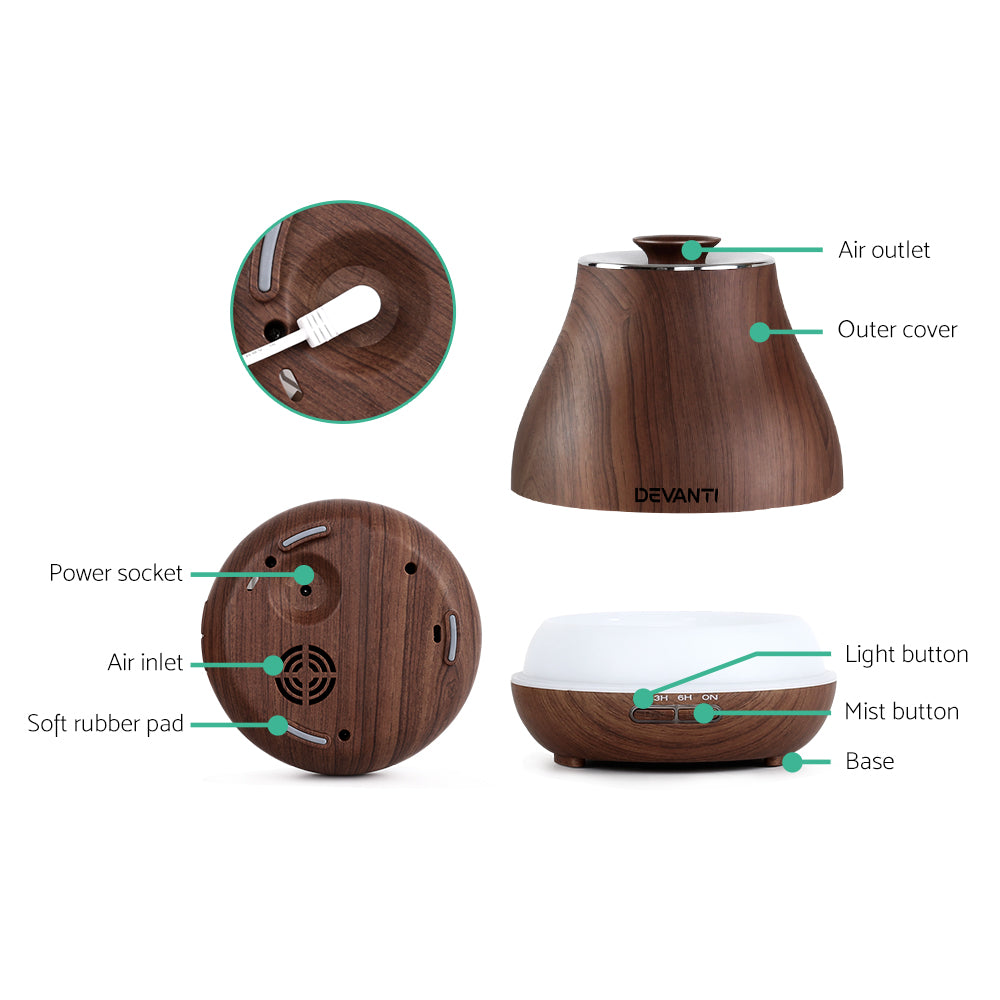 Devanti Aroma Diffuser - Dark Wood