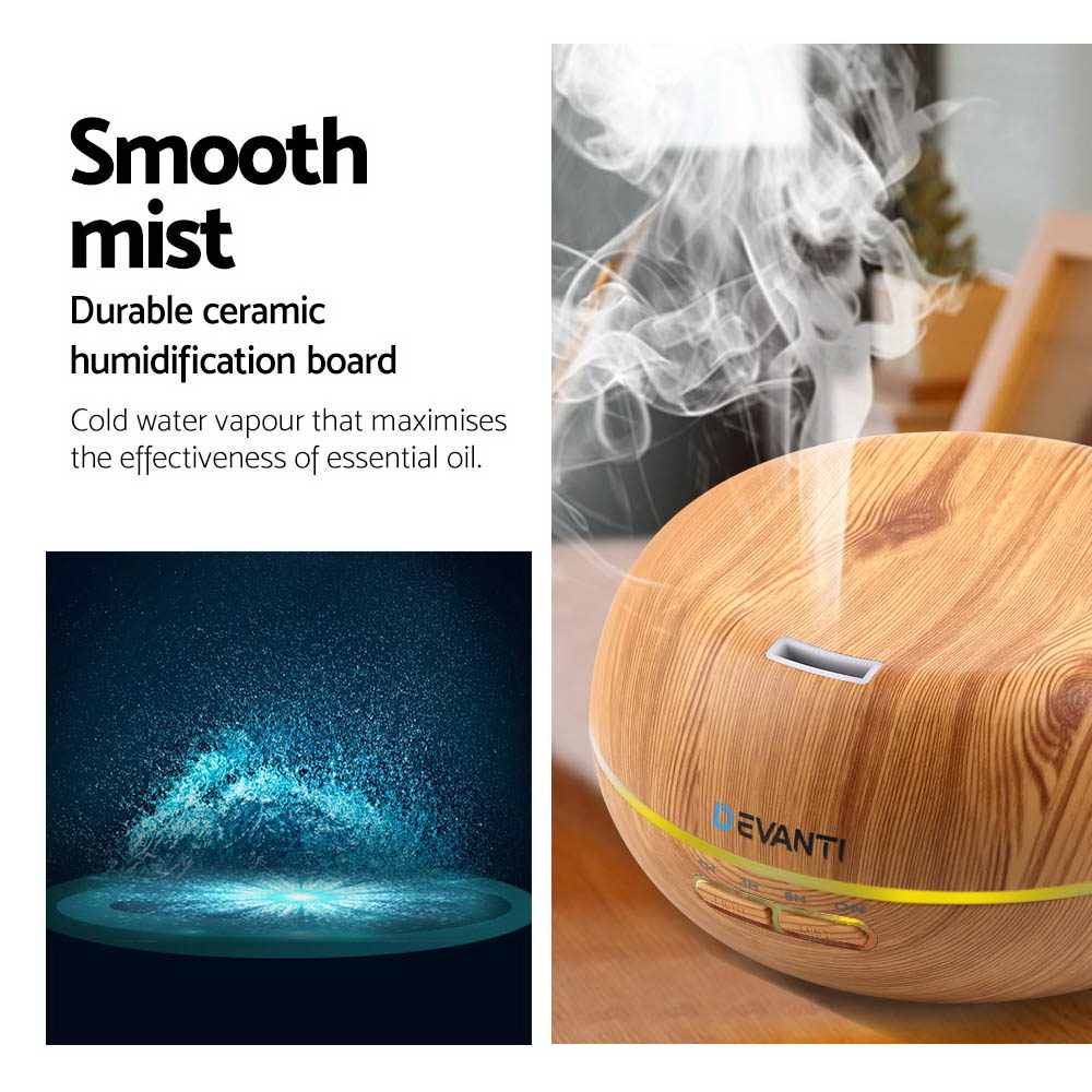 Devanti 200ml 4 in 1 Aroma Diffuser - Light Wood