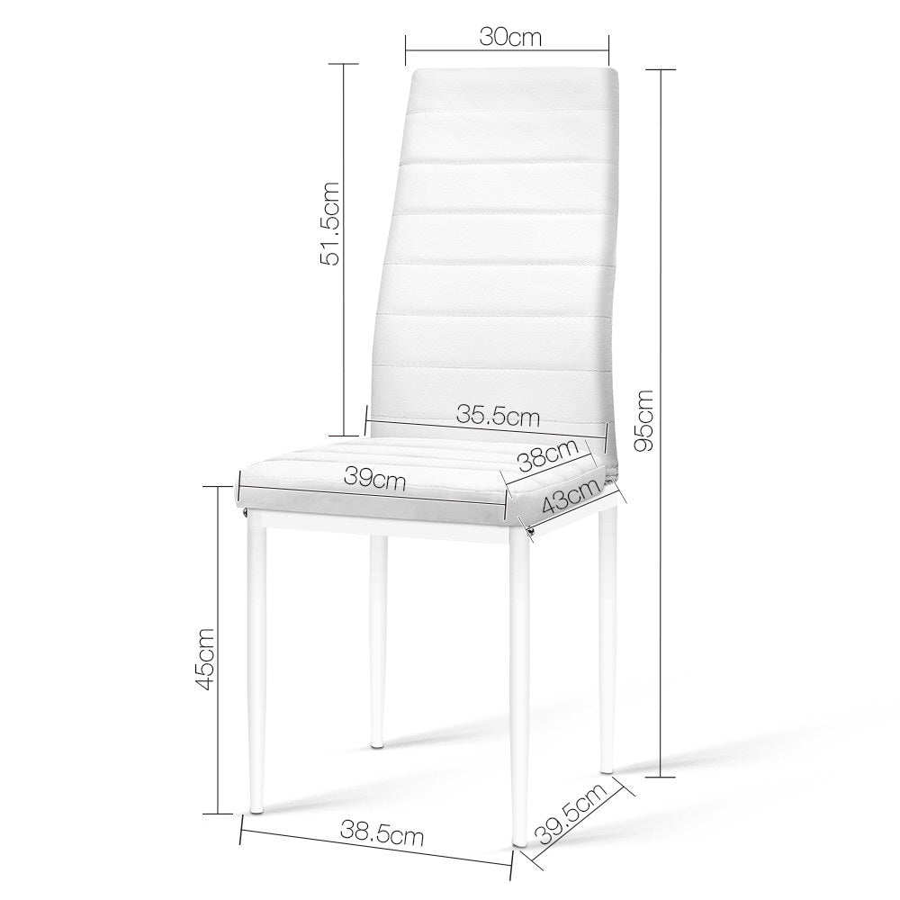 Artiss Set of 4 Dining Chairs PVC Leather - White