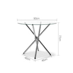 Artiss Round Dining Table with Tempered Glass - Silver