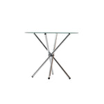 Artiss Round Dining Table with Tempered Glass - Silver