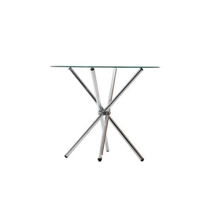 Artiss Round Dining Table with Tempered Glass - Silver