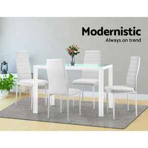 Artiss 5 Piece Dining Table Set - White