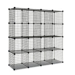 16 Cube Metal Wire Storage Cabinet - Black