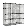 16 Cube Metal Wire Storage Cabinet - Black