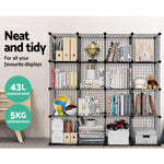 16 Cube Metal Wire Storage Cabinet - Black