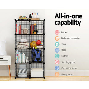 16 Cube Metal Wire Storage Cabinet - Black