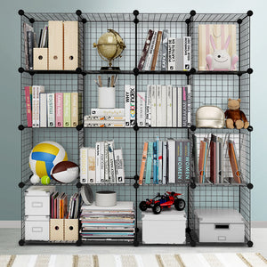 16 Cube Metal Wire Storage Cabinet - Black